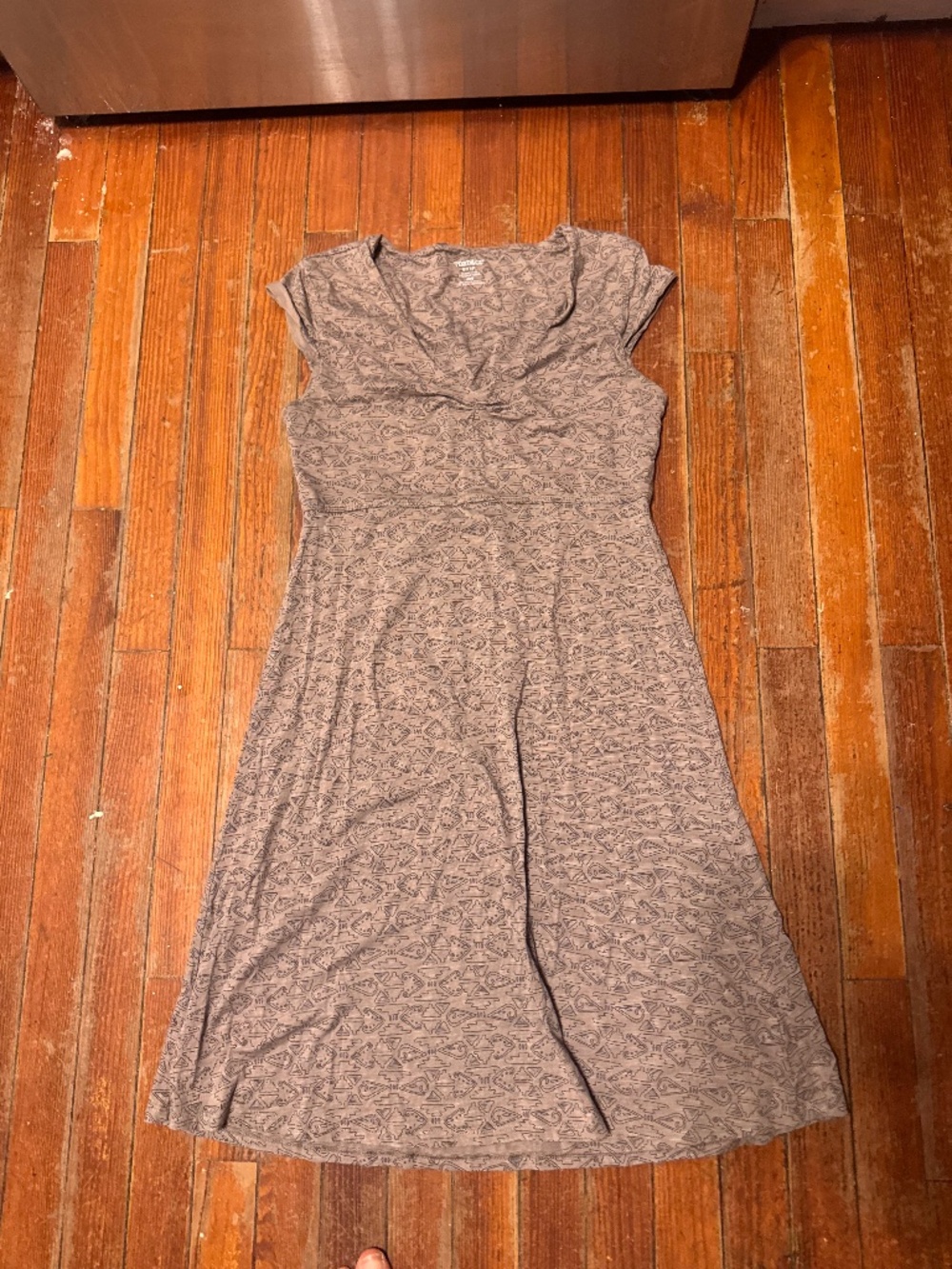 Organic cotton blend Toad&Co Taupe Patterned Midi Dress size small   dress in ta